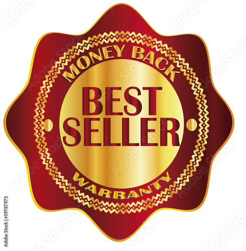 vector gold, red sign, label best seller