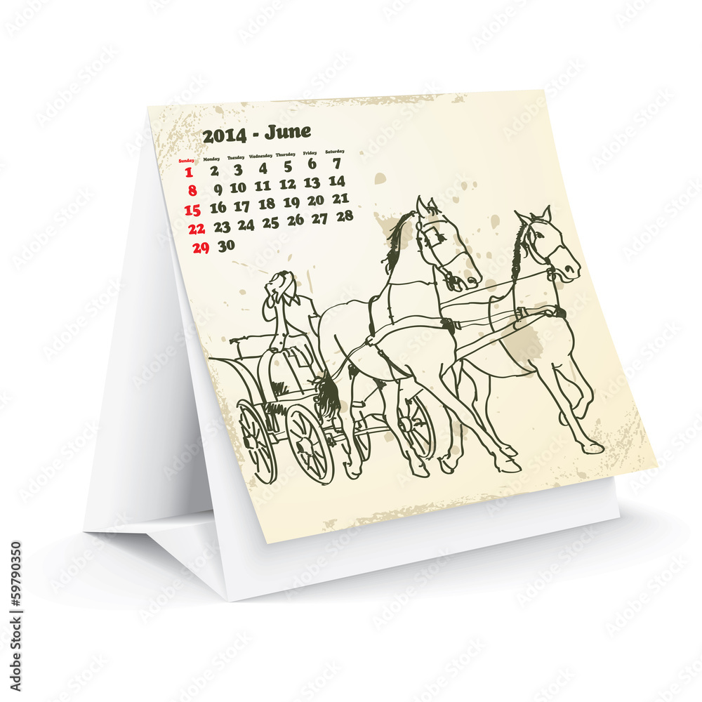 June 2014 desk horse calendar