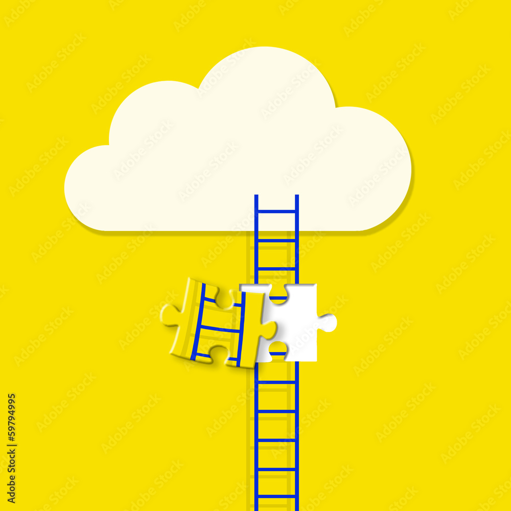 Stair ladders over clouds with jigsaw Stair ladders over clouds with jigsaw
