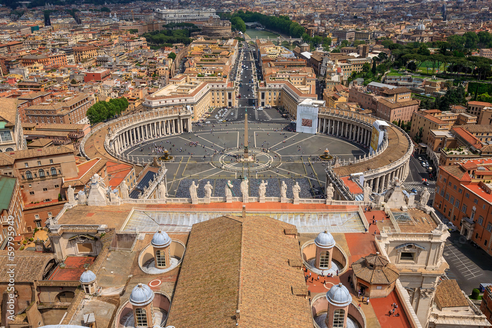Aerial view of Famous Saint Peter's Square in Vatican