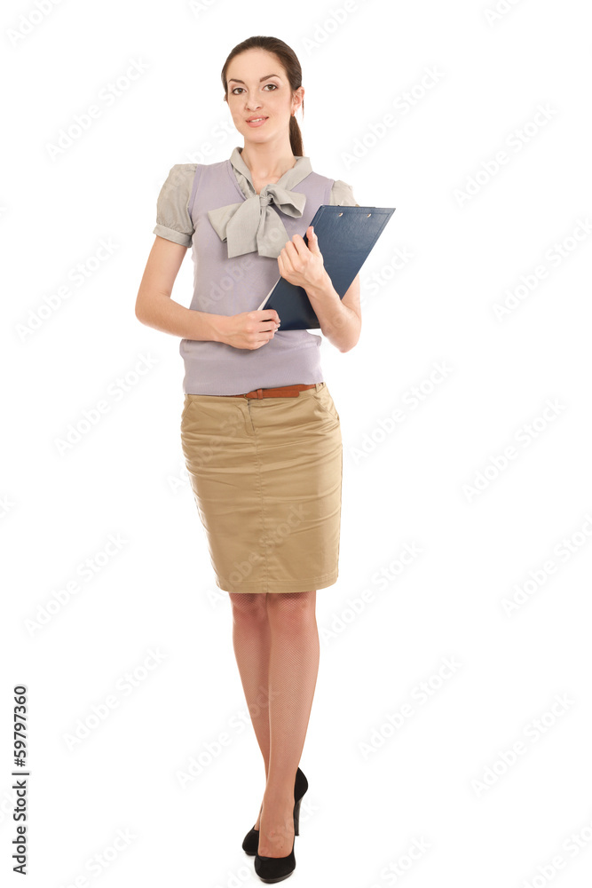Portrait of the business woman with folder Portrait of the business woman with folder