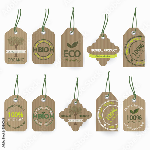 Vector set of natural organic cardboard labels.