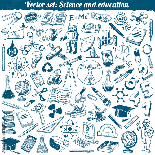 Science And Education Doodles Icons Vector Set