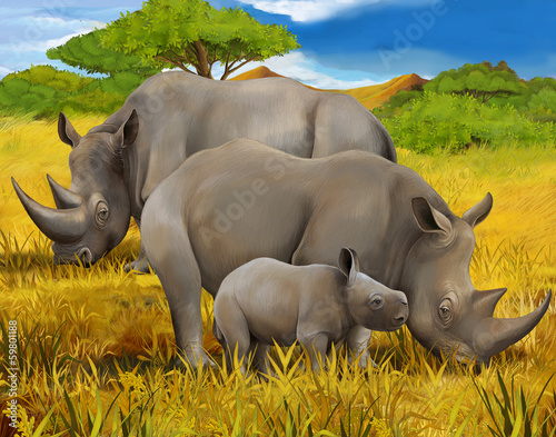 Safari - rhino - illustration for the children