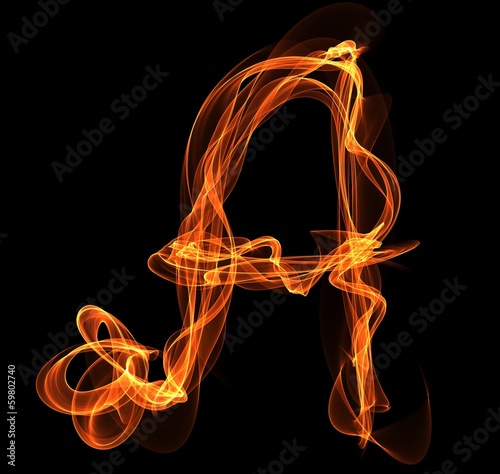 letter in fire illustration