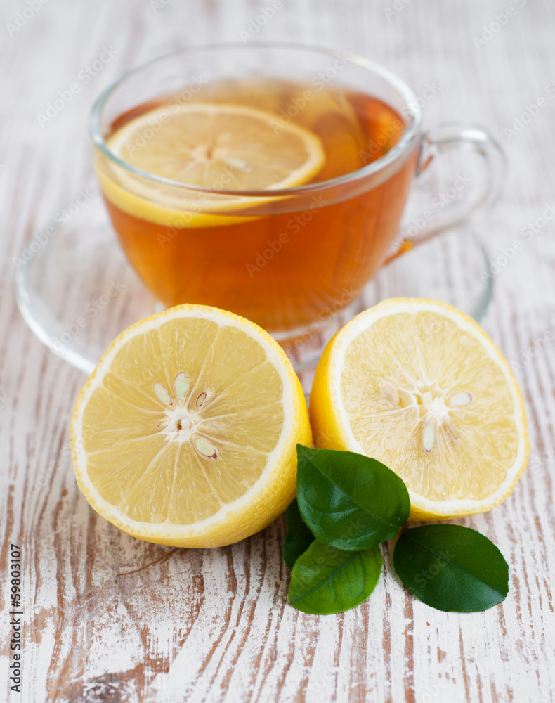 Tea and lemon slice Tea and lemon slice