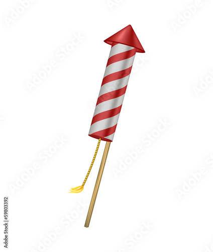 Firework rocket with burning wick