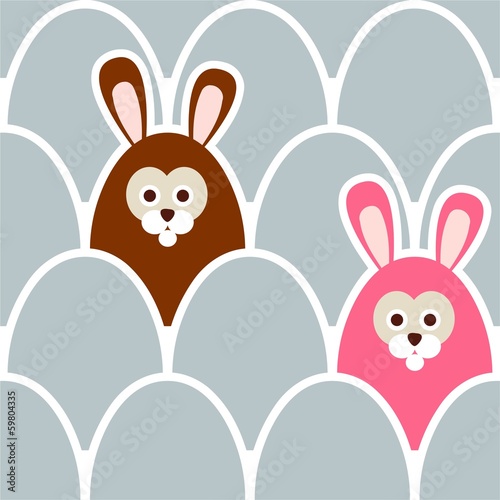 Seamless easter background pattern with eggs and hare