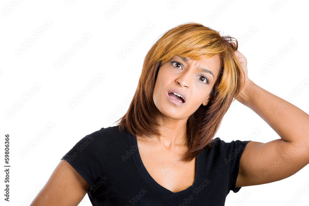 Sad woman deep in thought, troubled by bad news Sad woman deep in thought, troubled by bad news