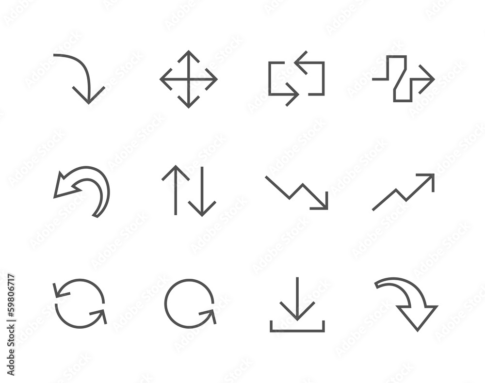 Simple Icon set related to Interface Arrows Simple Icon set related to Interface Arrows