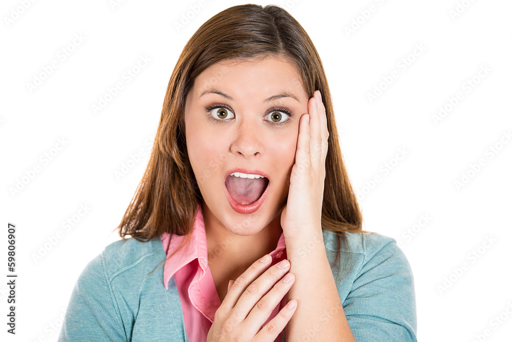 Shocked, surprised young woman in disbelief Shocked, surprised young woman in disbelief
