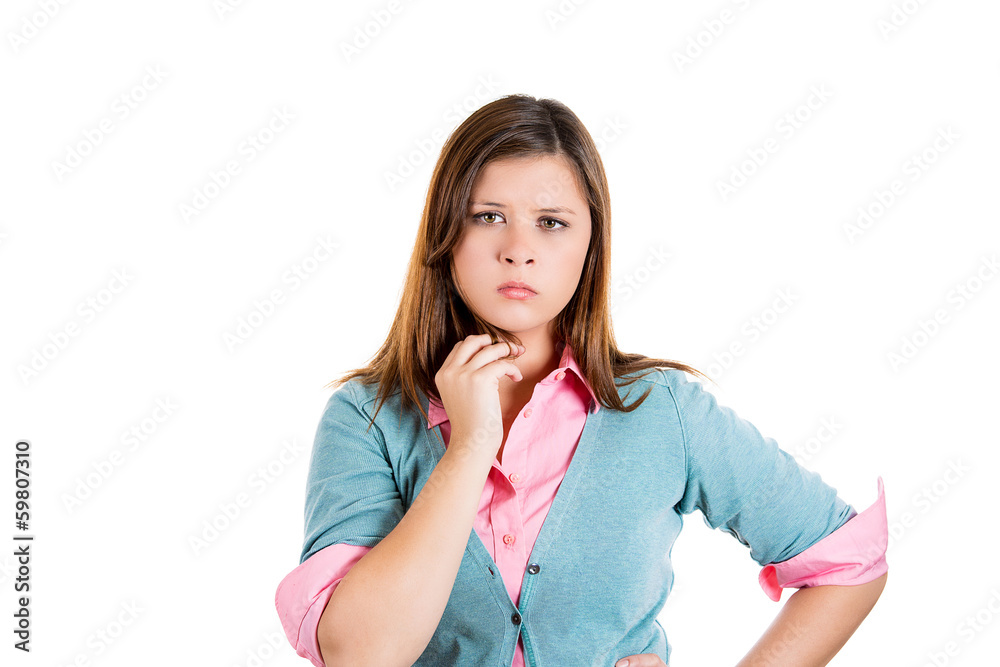 Sad, unhappy, worried young woman, having difficult times Sad, unhappy, worried young woman, having difficult times