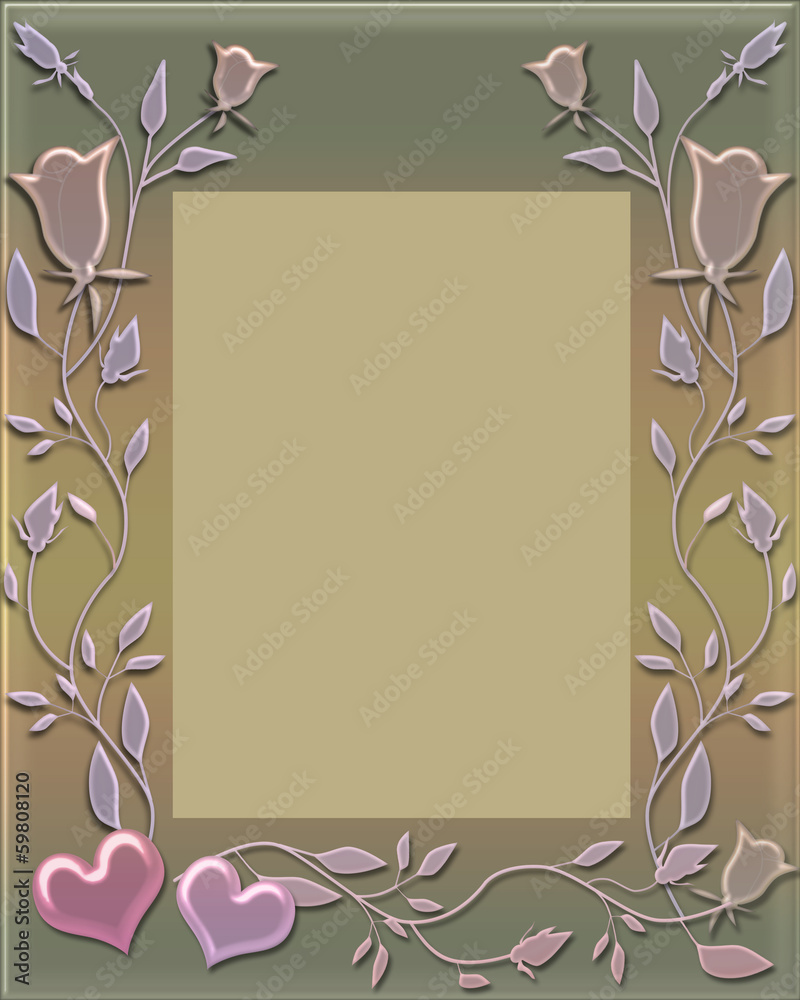 Obraz premium Floral frame with hearts