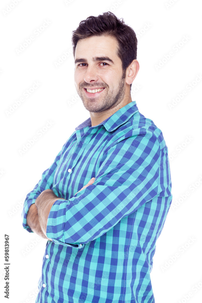 Portrait of a handsome latin man smiling, isolated over a white Portrait of a handsome latin man smiling, isolated over a white