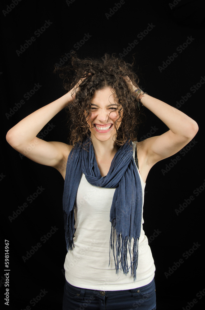 Funny Young Woman Playing With Her Hair Funny Young Woman Playing With Her Hair