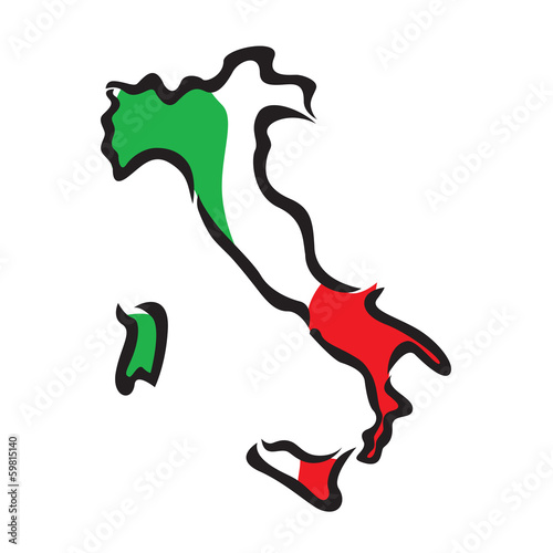 map and flag of Italy