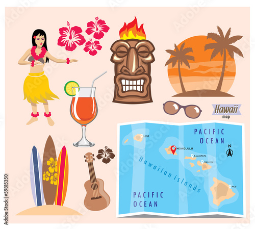 hawaii icon set