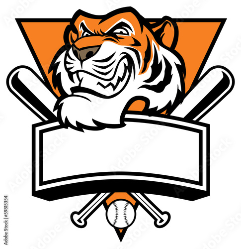 mascot of tiger head  base ball