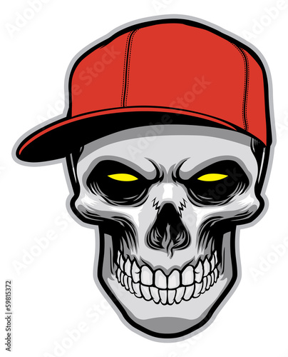 skull head wearing a hat