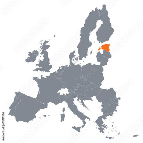 map of European Union with the indication of Estonia