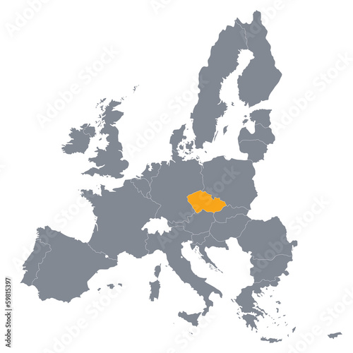 map of European Union with the indication of Czech Republic photo