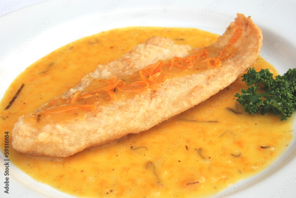 Fried  Fish with orange sauce