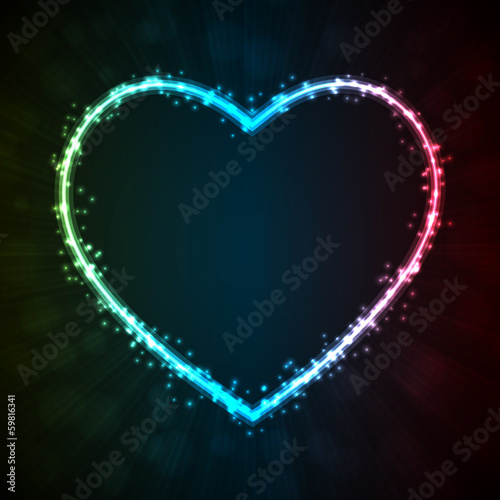 Background with glowing heart-shape