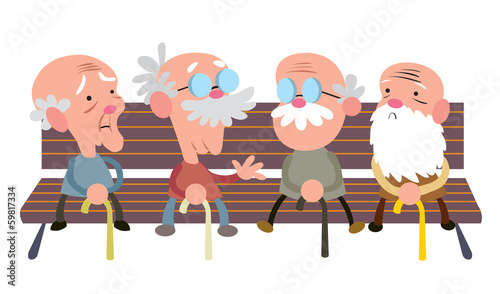 Elderly people on a bench
