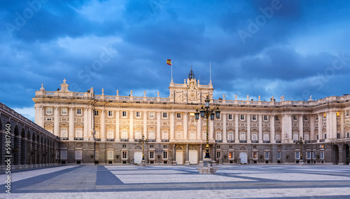 Evening view of Royal Palace of Madrid