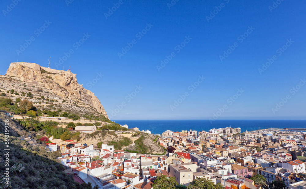View over Alicante Spain to the Mediterranean