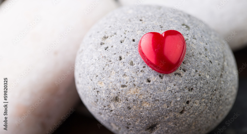 Obraz premium Red Valentine heart object with zen stones