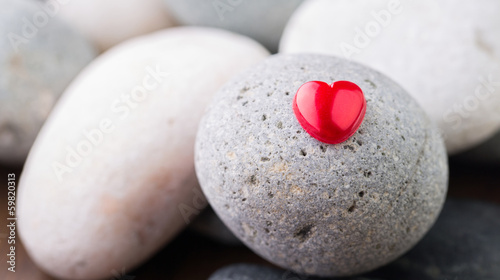 Red Valentine heart object with zen stones