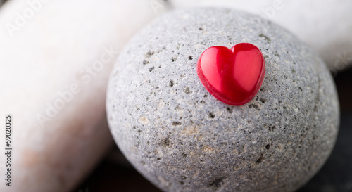 Canvas Print Red Valentine heart object with zen stones