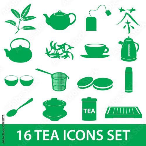 tea icons set eps10