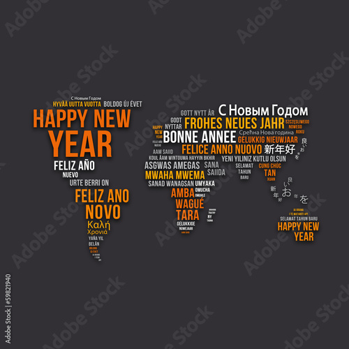 World map Happy New Year