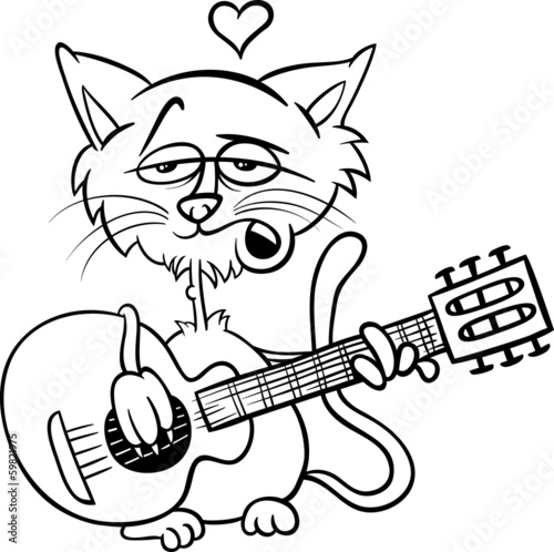 cat in love cartoon coloring page