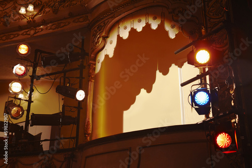 Photography Low angle view of spotlights and theater