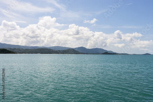 Seascape with mountains in the background, Koh Pha Ngan, Thailand