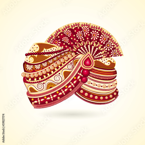 Photo vector illustration of colorful Indian turban for marriage