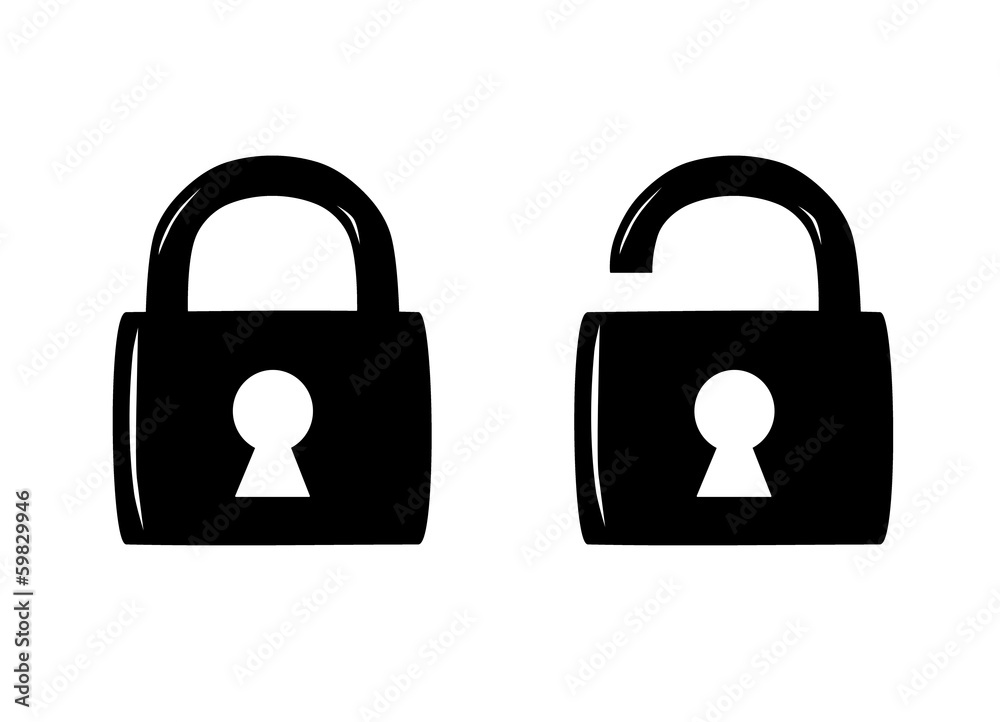 Lock icons - open and close. Lock icons - open and close.