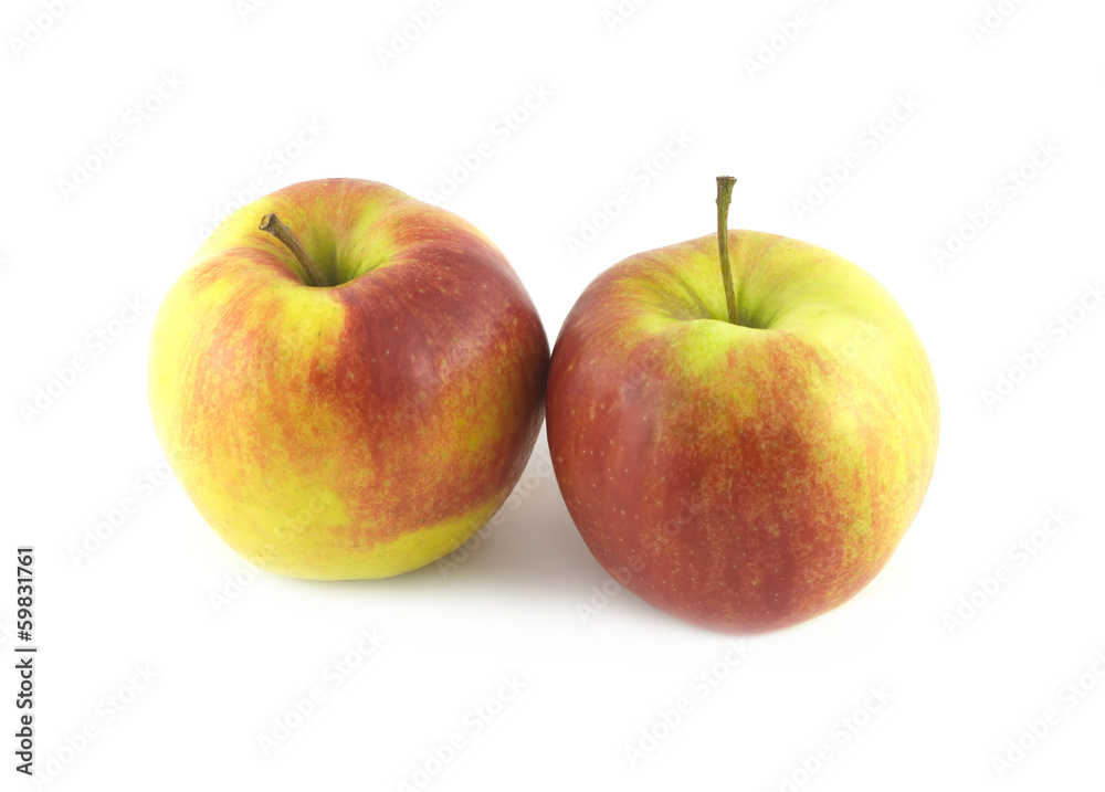 Two ripe apples isolated on white closeup Two ripe apples isolated on white closeup