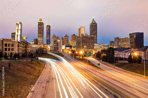 Atlanta downtown skyline during dusk