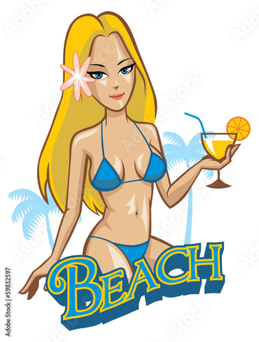 sexy beach girl wearing bikini