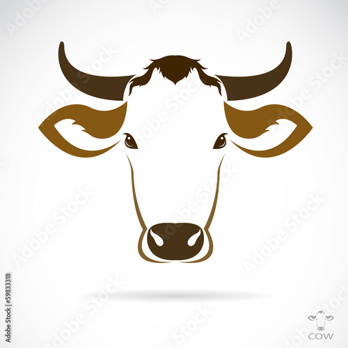 Vector of a cow head design on white background. Animals.
