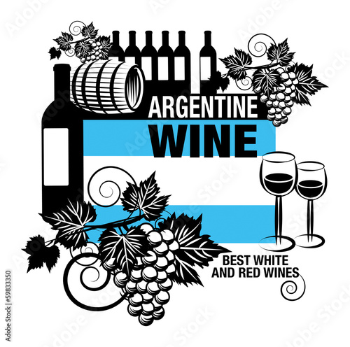 Stamp or label with words Argentine Wine, vector illustration