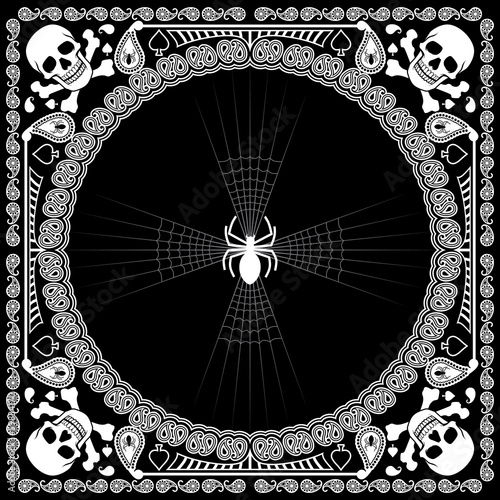 bandana pattern skull and spider
