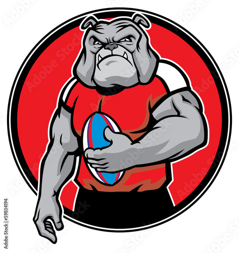 bulldog as rugby football player