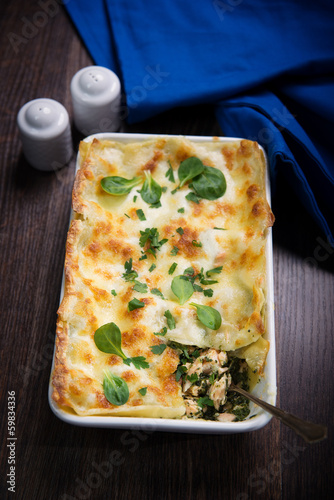 lasagne with salmon and spinach