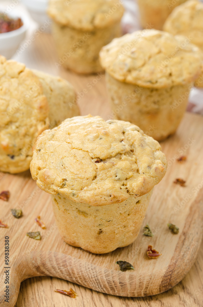 snack muffins with dried peppers and onions