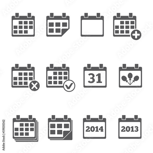 Vector Calendar Icons: event add delete progress